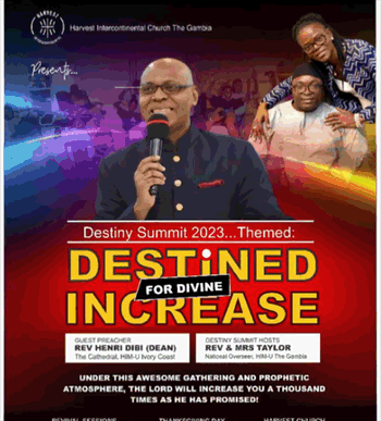 HARVEST INTERCONTINENTAL CHURCH, THE GAMBIA TO HOST DESTINY SUMMIT 2023